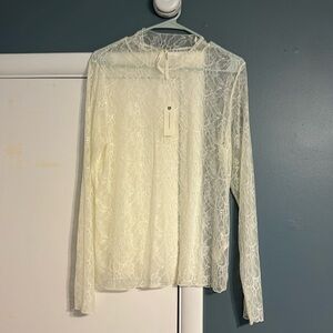 Bridal Lace Layering Top with Mock-neck and Long Sleeves